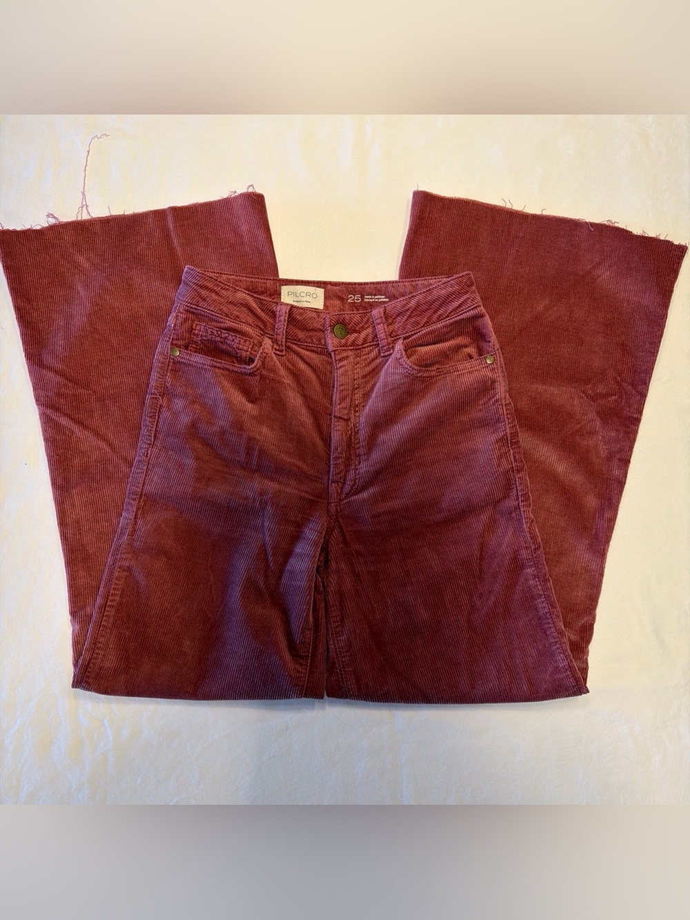 Pilcro Wide-Leg Corduroy Jeans in Deep Wine